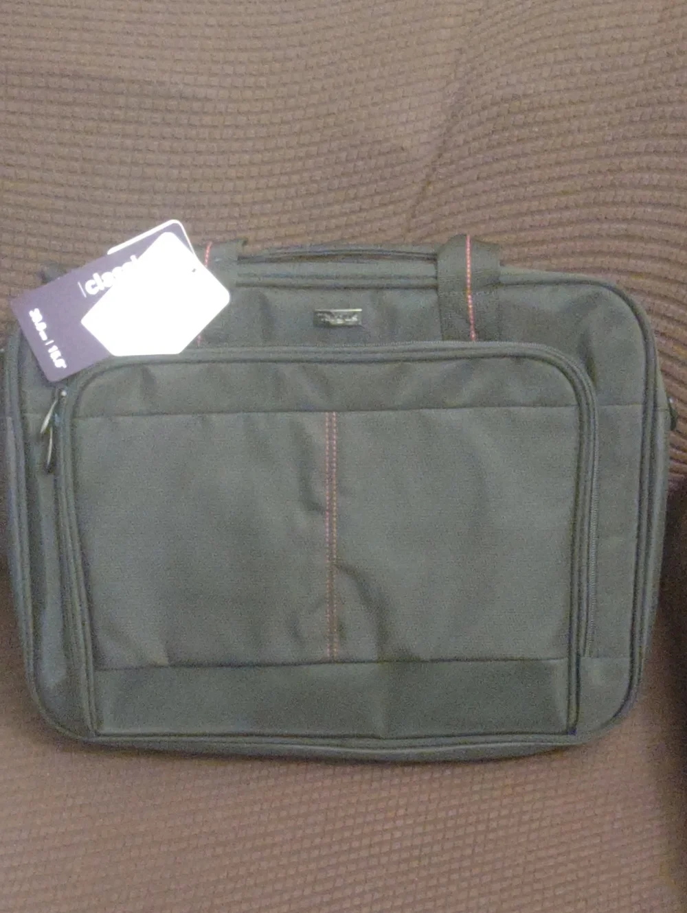 Black Men's Laptop Briefcase with Red Stitching - Unbranded